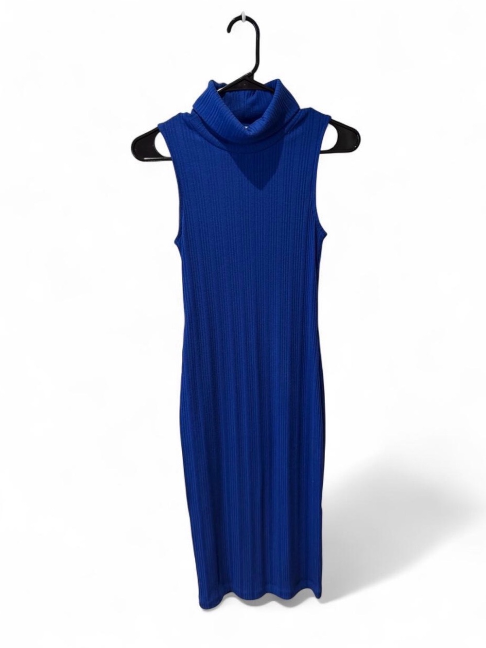 Nine West Sleeveless Ribbed Turtleneck Maxi Dress - Cobalt Blue